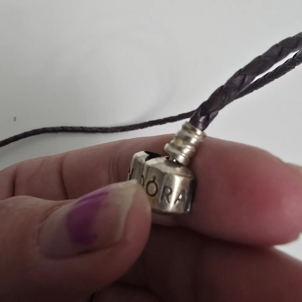 Retired Pandora Double Wrapped Purple Leather Bracelet 925 ALE Barrel Clasp